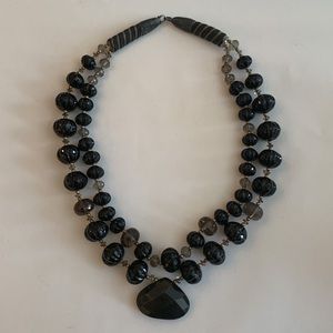 Susan Green limited edition necklace. Smoky quartz, black onyx, obsidian, silver